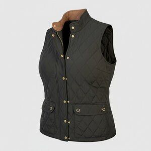 J MCLAUGHLIN Women's Quilted Hunting Vest Black with Snaps & Zipper Small